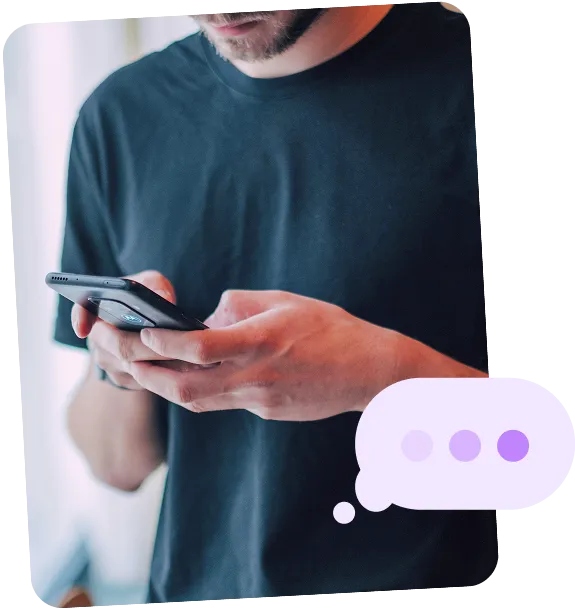 Man typing a message